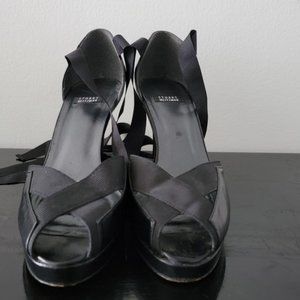 Black leather / grosgrain ribbon Stuart Weitzman